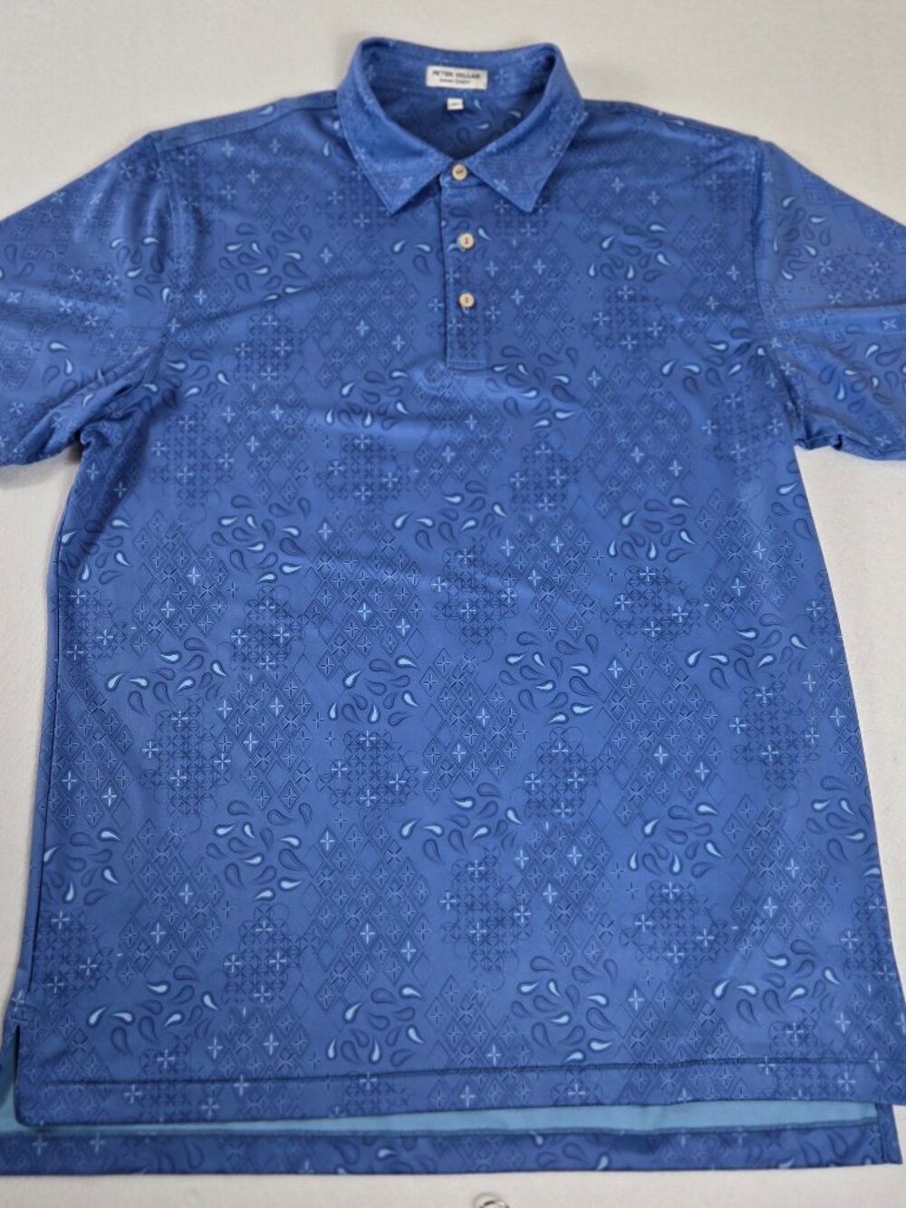 Peter Millar Blue Patterned Polo Golf Shirt Size L